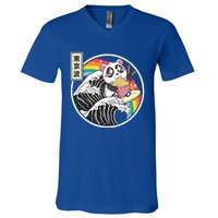 Panda Bear Ra Noodles Japanese Wave Anime Rainbow Kawaii Great Gift V-Neck T-Shirt