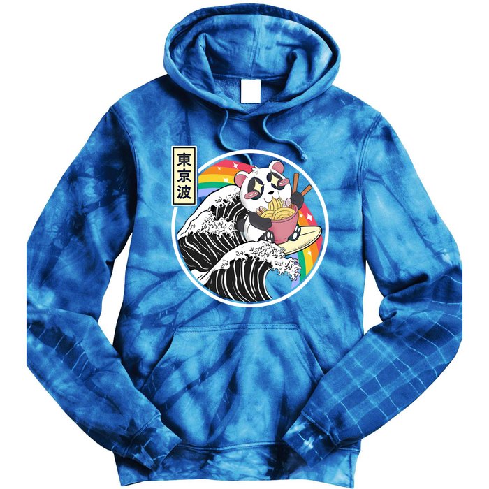 Panda Bear Ra Noodles Japanese Wave Anime Rainbow Kawaii Great Gift Tie Dye Hoodie