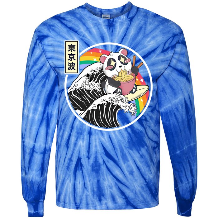 Panda Bear Ra Noodles Japanese Wave Anime Rainbow Kawaii Great Gift Tie-Dye Long Sleeve Shirt