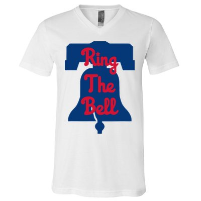 Philadelphia Baseball Ring The Bell Vintage Baseball V-Neck T-Shirt
