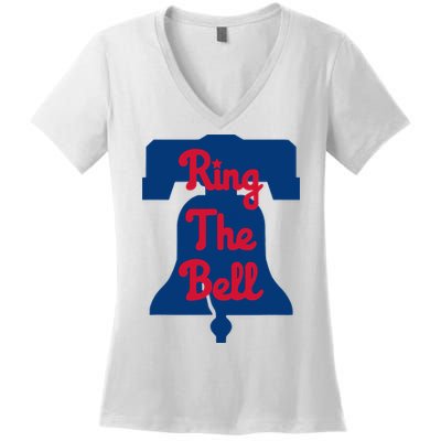 Philadelphia Baseball Ring The Bell Vintage Baseball Women's V-Neck T-Shirt