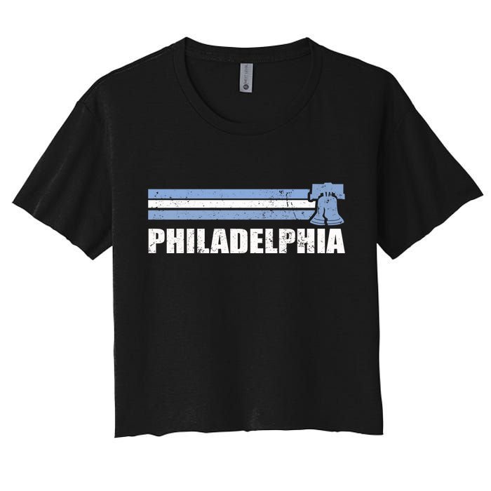 Philadelphia Baseball Retro Vintage Stripes Women's Crop Top Tee