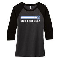 Philadelphia Baseball Retro Vintage Stripes Women's Tri-Blend 3/4-Sleeve Raglan Shirt