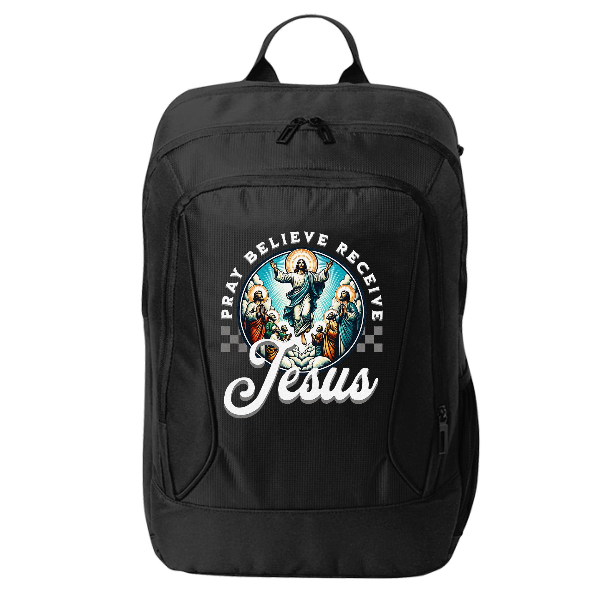 Pray Believe Receive Jesus For Catholic Christian Faith City Backpack