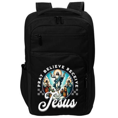 Pray Believe Receive Jesus For Catholic Christian Faith Impact Tech Backpack