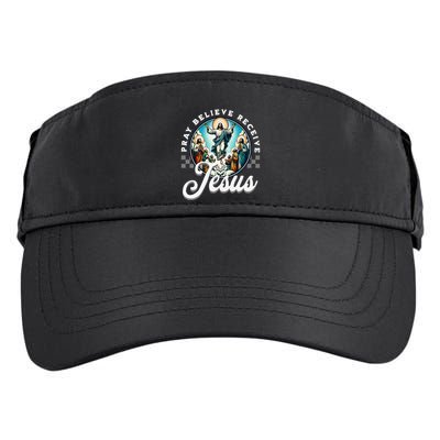Pray Believe Receive Jesus For Catholic Christian Faith Adult Drive Performance Visor