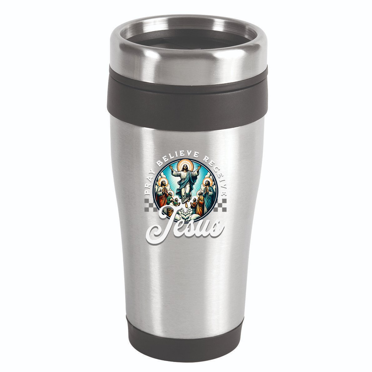 Pray Believe Receive Jesus For Catholic Christian Faith 16oz Travel Tumbler