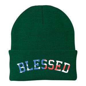 Patriotic Blessed Red White And Blue Great Gift Knit Cap Winter Beanie