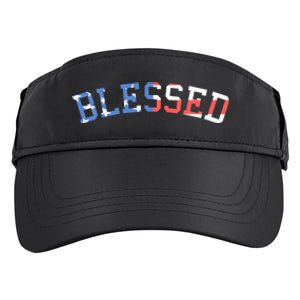 Patriotic Blessed Red White And Blue Great Gift Adult Drive Performance Visor