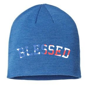 Patriotic Blessed Red White And Blue Great Gift Sustainable Beanie