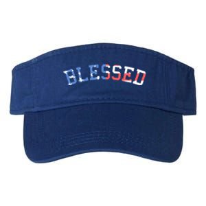 Patriotic Blessed Red White And Blue Great Gift Valucap Bio-Washed Visor