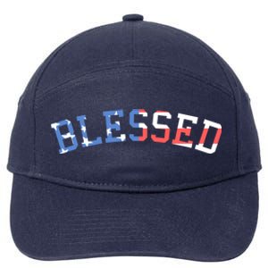 Patriotic Blessed Red White And Blue Great Gift 7-Panel Snapback Hat