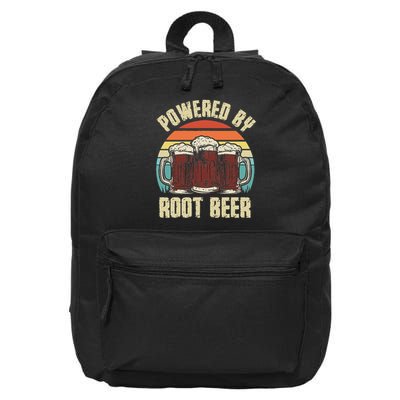 Powered By Root Beer Soda Drink Funny Root Beer Retro 16 in Basic Backpack