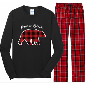 Papa Bear Red Plaid Christmas Pajama Family Dad Gift Cute Gift Long Sleeve Pajama Set