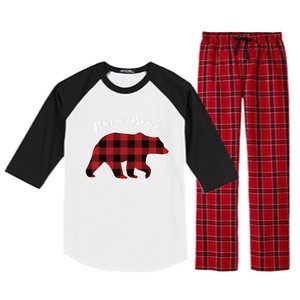 Papa Bear Red Plaid Christmas Pajama Family Dad Gift Cute Gift Raglan Sleeve Pajama Set