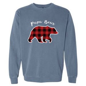 Papa Bear Red Plaid Christmas Pajama Family Dad Gift Cute Gift Garment-Dyed Sweatshirt