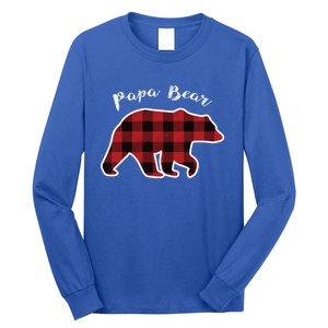 Papa Bear Red Plaid Christmas Pajama Family Dad Gift Cute Gift Long Sleeve Shirt