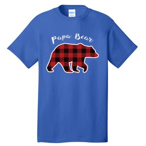 Papa Bear Red Plaid Christmas Pajama Family Dad Gift Cute Gift Tall T-Shirt