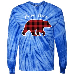 Papa Bear Red Plaid Christmas Pajama Family Dad Gift Cute Gift Tie-Dye Long Sleeve Shirt