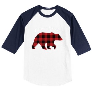 Papa Bear Red Plaid Christmas Pajama Family Dad Gift Cute Gift Baseball Sleeve Shirt