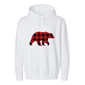 Papa Bear Red Plaid Christmas Pajama Family Dad Gift Cute Gift Garment-Dyed Fleece Hoodie