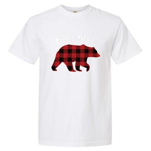 Papa Bear Red Plaid Christmas Pajama Family Dad Gift Cute Gift Garment-Dyed Heavyweight T-Shirt