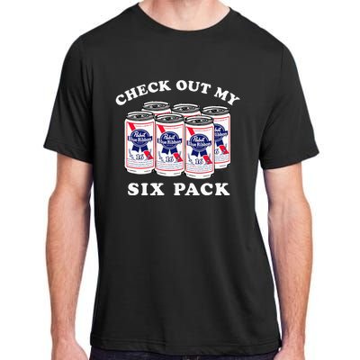 Pabst Blue Ribbon Beer Cans Check Out My Six Pack Adult ChromaSoft Performance T-Shirt