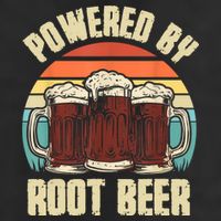 Powered By Root Beer Soda Drink Funny Root Beer Retro 7 Panel Mesh Trucker Snapback Hat