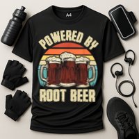 Powered By Root Beer Soda Drink Funny Root Beer Retro Cooling Performance Crew T-Shirt