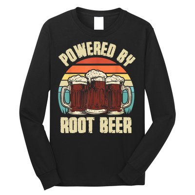 Powered By Root Beer Soda Drink Funny Root Beer Retro Long Sleeve Shirt