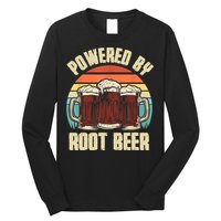 Powered By Root Beer Soda Drink Funny Root Beer Retro Long Sleeve Shirt