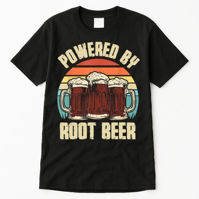 Powered By Root Beer Soda Drink Funny Root Beer Retro Tall T-Shirt