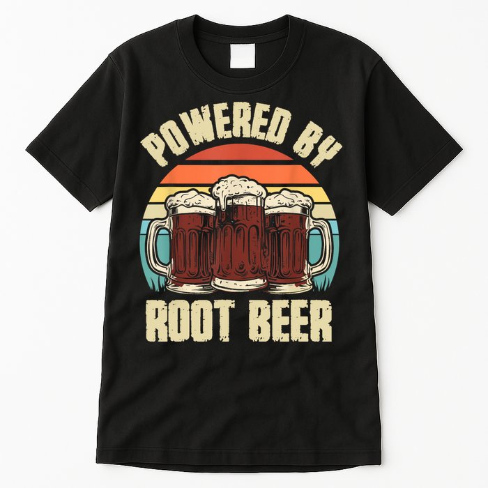Powered By Root Beer Soda Drink Funny Root Beer Retro Tall T-Shirt