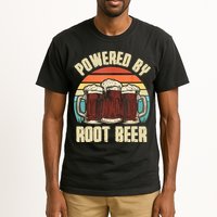 Powered By Root Beer Soda Drink Funny Root Beer Retro Tall T-Shirt
