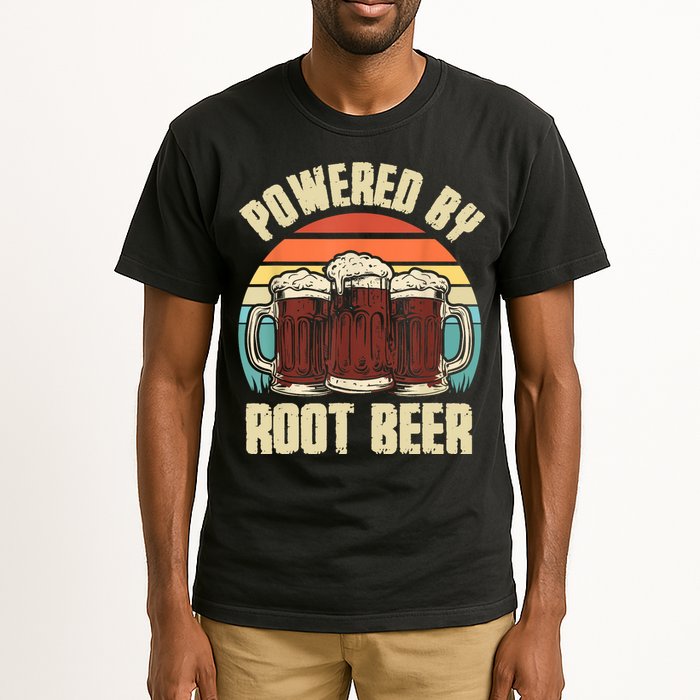 Powered By Root Beer Soda Drink Funny Root Beer Retro Tall T-Shirt