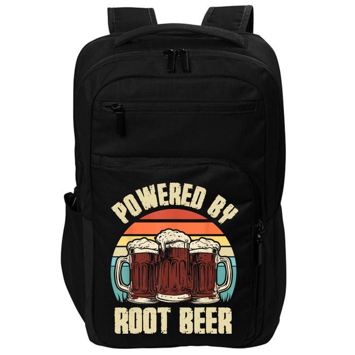 Powered By Root Beer Soda Drink Funny Root Beer Retro Impact Tech Backpack