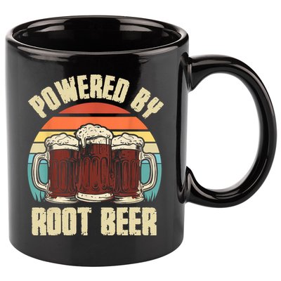 Powered By Root Beer Soda Drink Funny Root Beer Retro 11oz C Handle Ceramic Mug