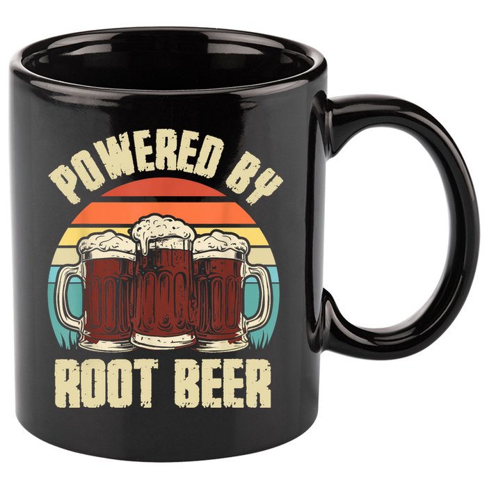 Powered By Root Beer Soda Drink Funny Root Beer Retro 11oz C Handle Ceramic Mug