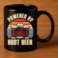Powered By Root Beer Soda Drink Funny Root Beer Retro 11oz C Handle Ceramic Mug