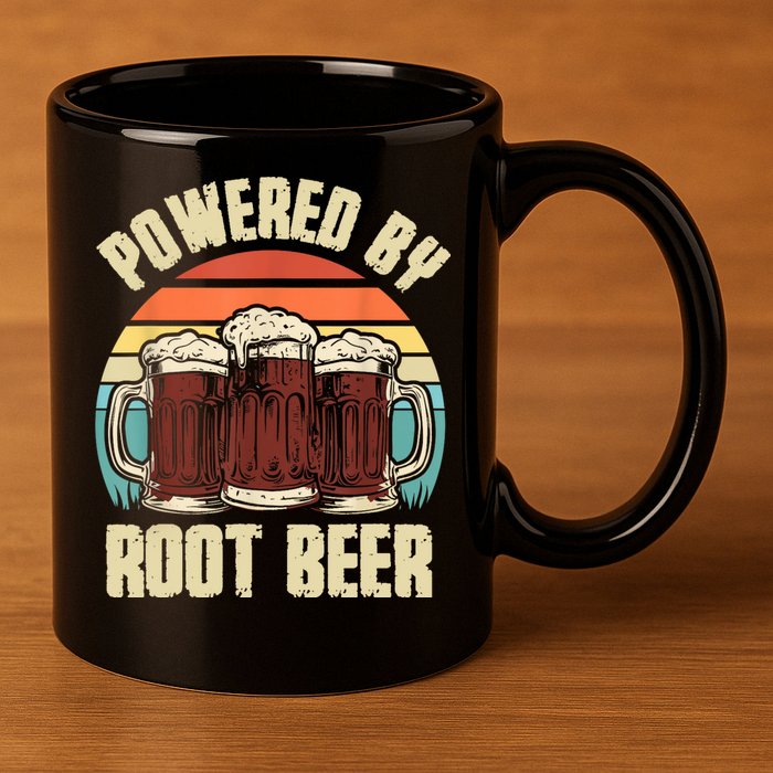 Powered By Root Beer Soda Drink Funny Root Beer Retro 11oz C Handle Ceramic Mug