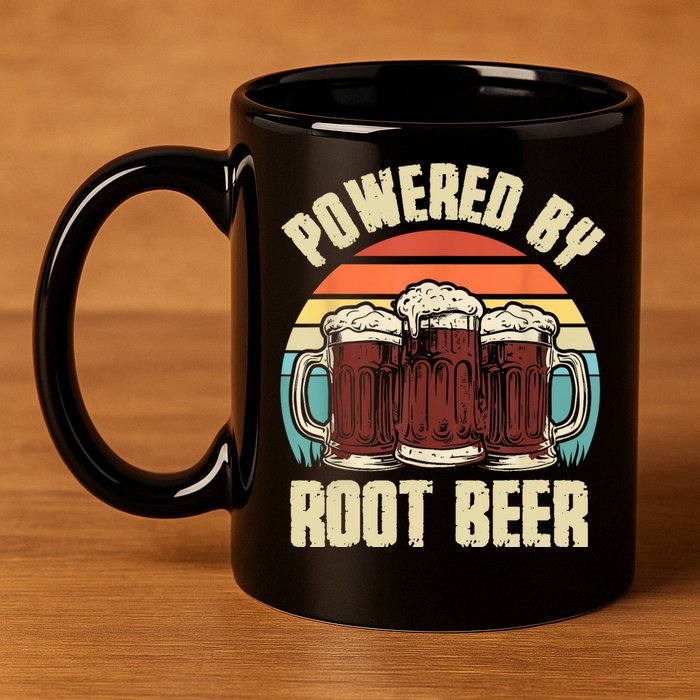 Powered By Root Beer Soda Drink Funny Root Beer Retro 11oz C Handle Ceramic Mug