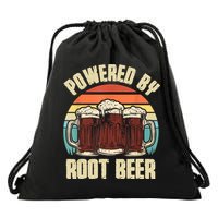 Powered By Root Beer Soda Drink Funny Root Beer Retro Drawstring Bag