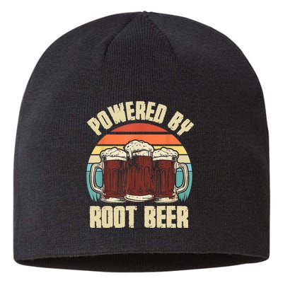 Powered By Root Beer Soda Drink Funny Root Beer Retro Sustainable Beanie