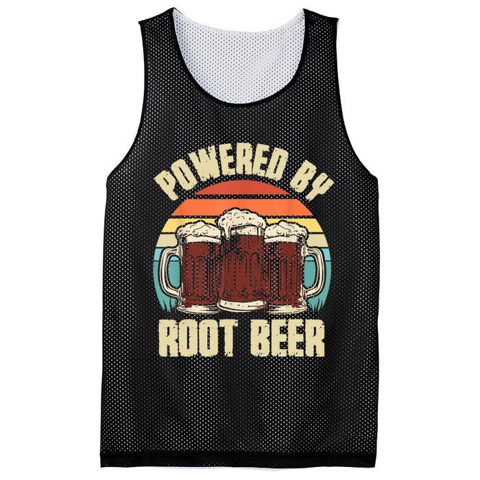 Powered By Root Beer Soda Drink Funny Root Beer Retro Mesh Reversible Basketball Jersey Tank