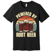 Powered By Root Beer Soda Drink Funny Root Beer Retro Premium T-Shirt