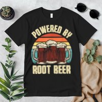 Powered By Root Beer Soda Drink Funny Root Beer Retro Premium T-Shirt