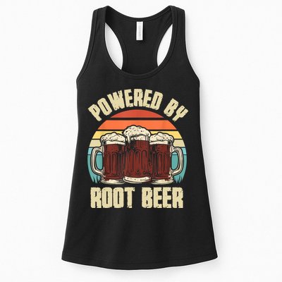 Powered By Root Beer Soda Drink Funny Root Beer Retro Womens Tank Top