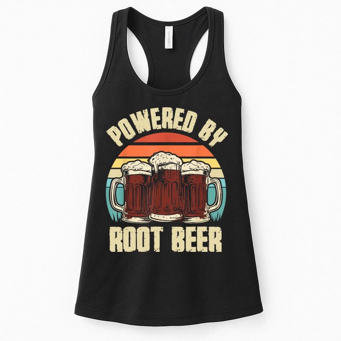 Powered By Root Beer Soda Drink Funny Root Beer Retro Womens Tank Top