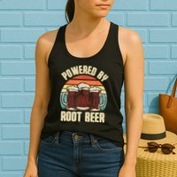 Powered By Root Beer Soda Drink Funny Root Beer Retro Womens Tank Top