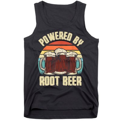 Powered By Root Beer Soda Drink Funny Root Beer Retro Tank Top